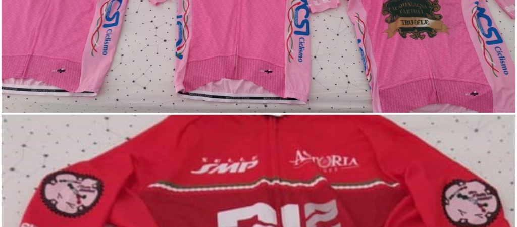 Giro d'Italia Amatori Acsi 2021 maglie rosa per fascia e rossa per categoria