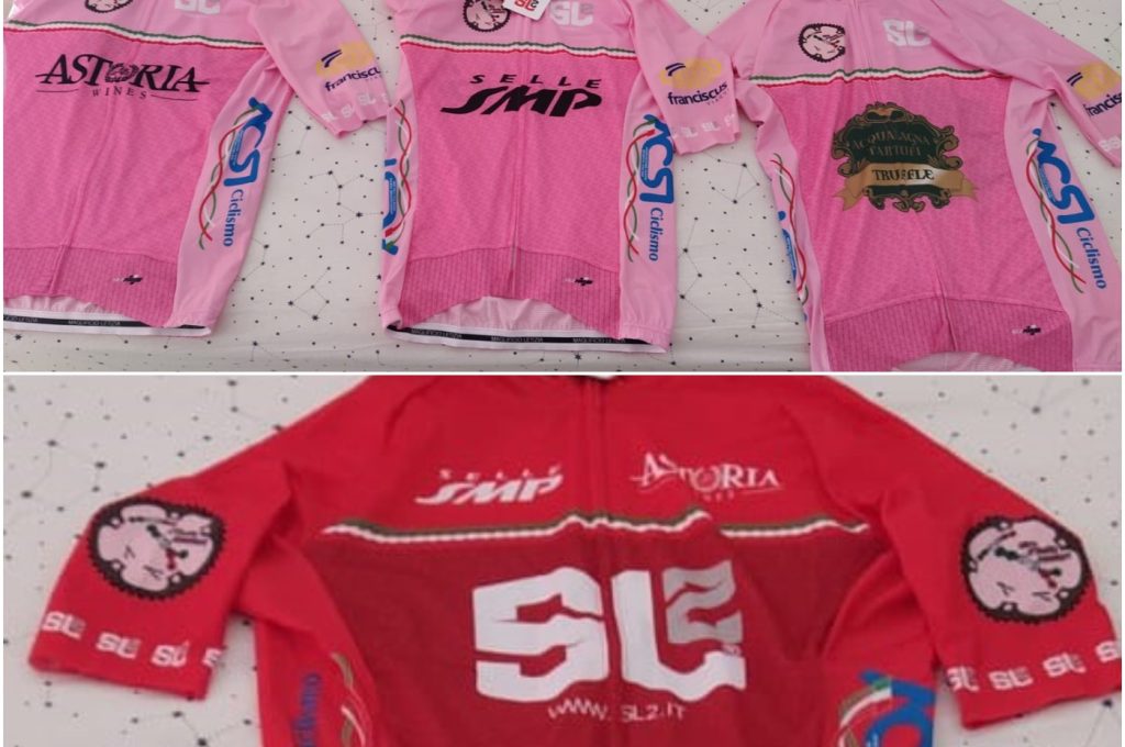Giro d'Italia Amatori Acsi 2021 maglie rosa per fascia e rossa per categoria
