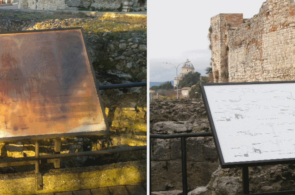 cartello anfiteatro prima e dopo