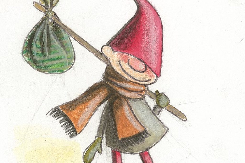 gnomo con sacco viaggio