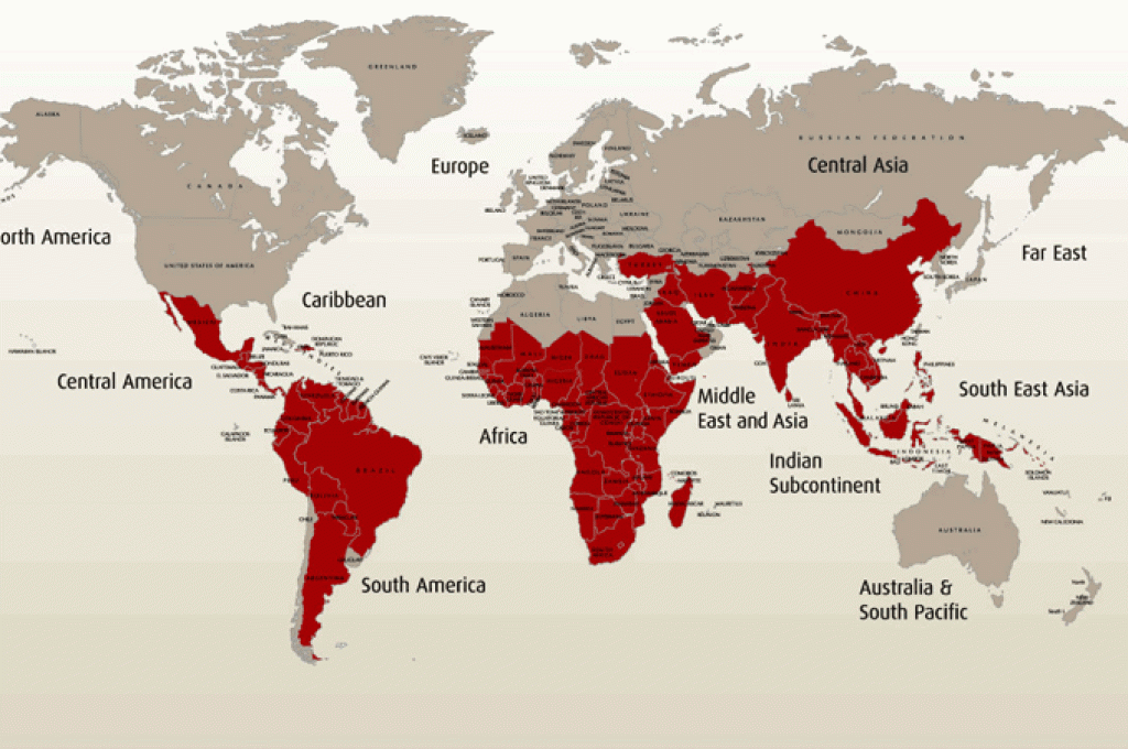 la mappa dei paesi a rischio malaria