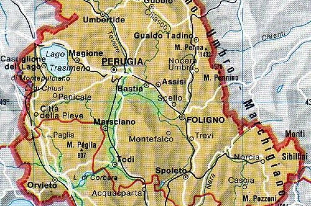 territorio, tra le righe verdi, del ducato di Spoleto