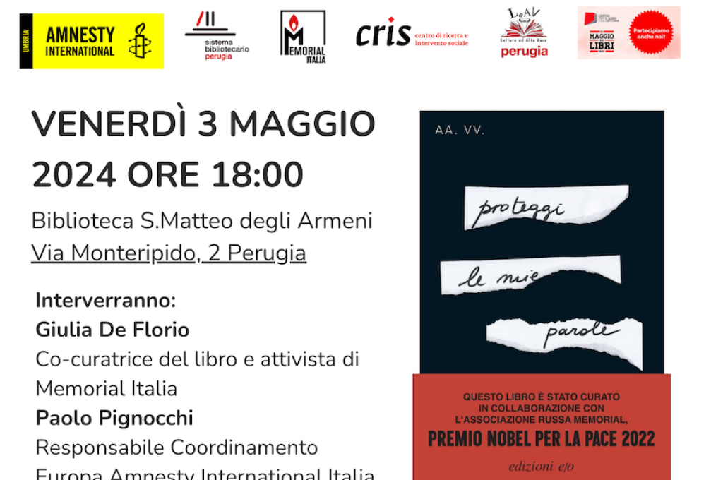 presentazione libro_proteggi le mie parole_Amnesty Perugia