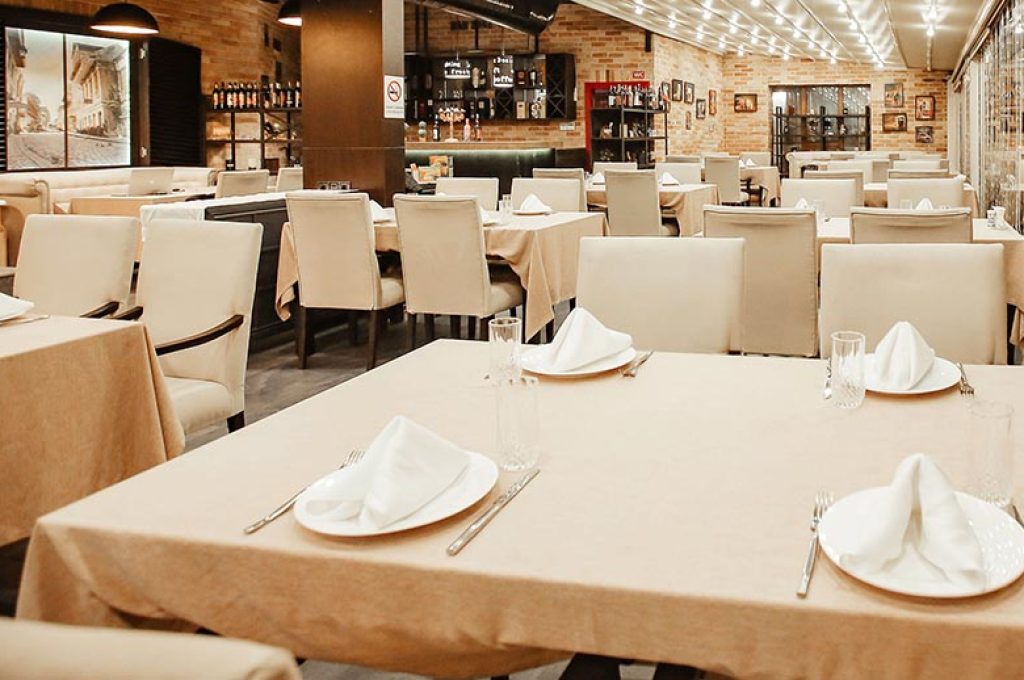 restaurant hall with lots of table