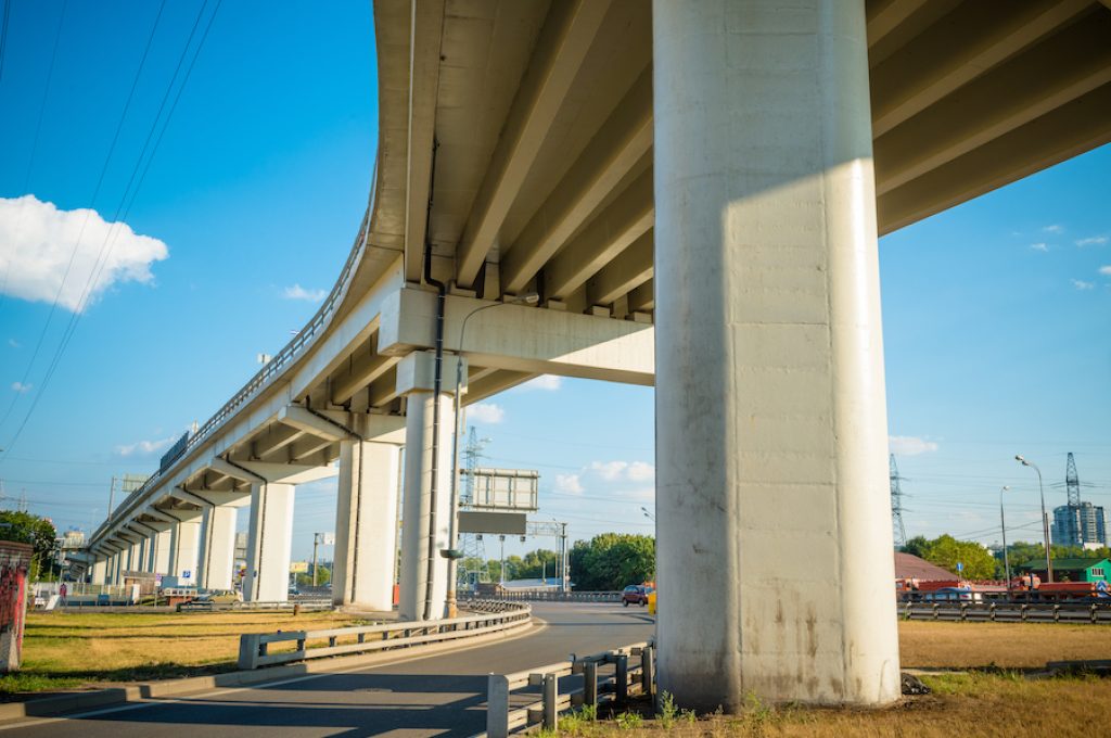 MOSCOW, RUSSIA - August 9, 2014 - Road overpass and new intersection construction